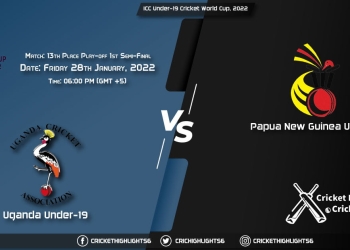 UGA-U19 vs PNG-U19, Live Scorecard, Match 13th Place Play-off 1st Semi-Final, January 28, 2022, ICC Under-19 Cricket World Cup, 2022
