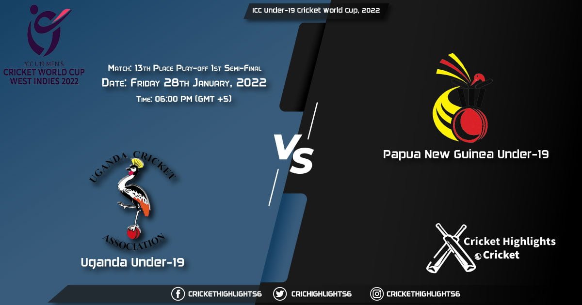 UGA-U19 vs PNG-U19, Live Scorecard, Match 13th Place Play-off 1st Semi-Final, January 28, 2022, ICC Under-19 Cricket World Cup, 2022