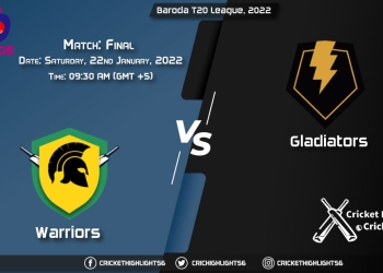 WAR vs GLA, Live Scorecard, Match Final, January 22, 2022, Live Cricket Score, Baroda T20 League, 2022