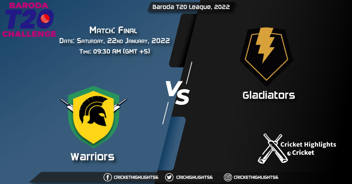 WAR vs GLA, Live Scorecard, Match Final, January 22, 2022, Live Cricket Score, Baroda T20 League, 2022