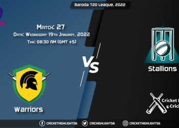 WAR vs STA, Live Scorecard, Match 27, January 19, 2022, Live Cricket Score, Baroda T20 League, 2022