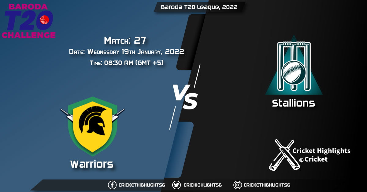 WAR vs STA, Live Scorecard, Match 27, January 19, 2022, Live Cricket Score, Baroda T20 League, 2022