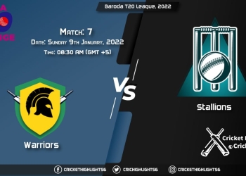 WAR vs STA, Live Scorecard, Match 7, January 9, 2022, Live Cricket Score, Baroda T20 League, 2022