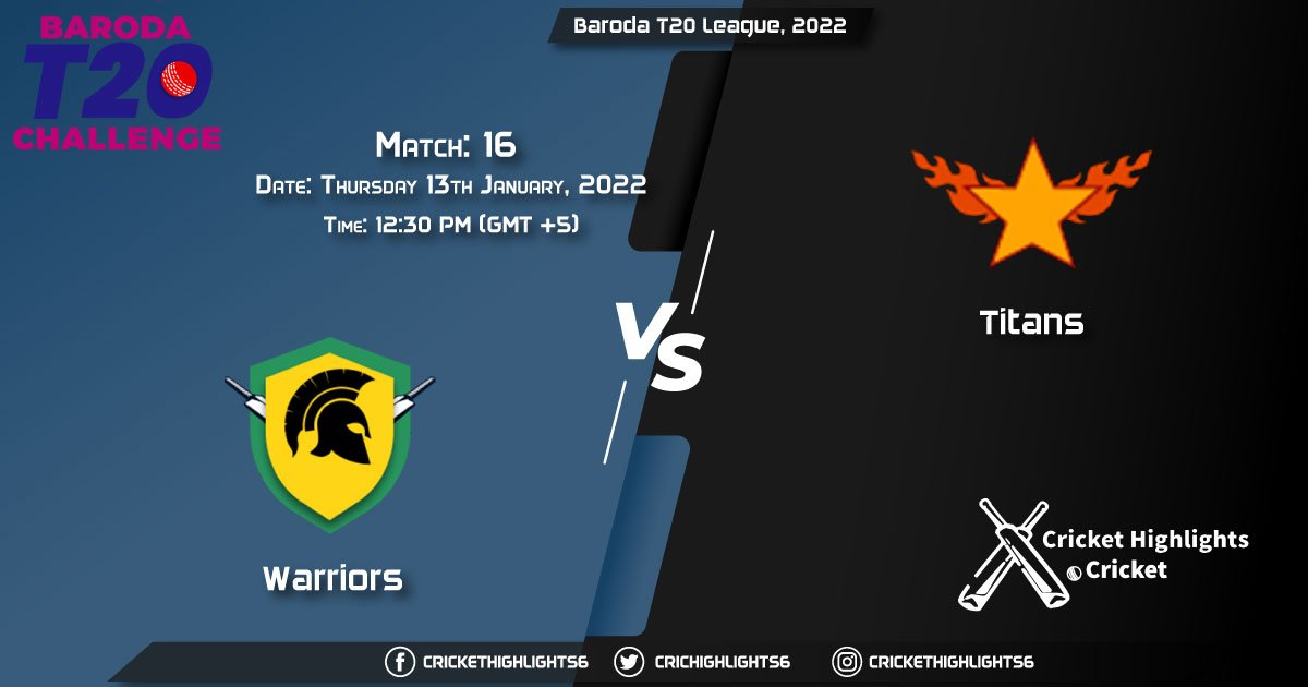 WAR vs TIT, Live Scorecard, Match 16, January 13, 2022, Live Cricket Score, Baroda T20 League, 2022