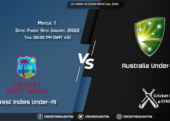 WI-U19 vs AU-U19, Live Scorecard, Match 1, January 14, 2022, Live Cricket Score, ICC Under-19 Cricket World Cup, 2022
