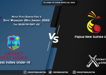 WI-U19 vs PNG-U19, Live Scorecard, Match Plate Quarter Final 4, January 26, 2022, ICC Under-19 Cricket World Cup, 2022