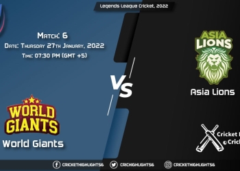 WOG vs ASL, Live Scorecard, Match 6, January 27, 2022, Legends League Cricket, 2022