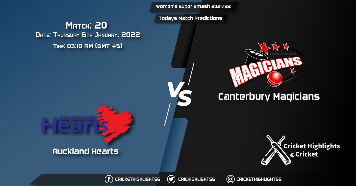 Women's Super Smash 202122, Match 20 AH-W vs CM-W, Playing 11 & Today's Match Predictions