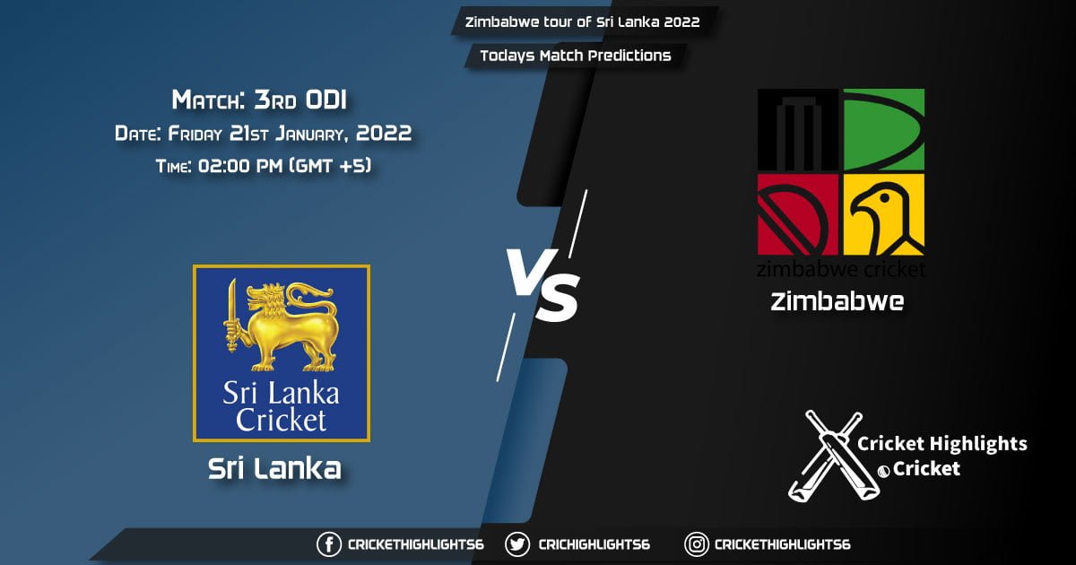 Zimbabwe tour of Sri Lanka 2022, Match 3rd ODI SL vs ZIM, Playing 11 & Today's Match Predictions