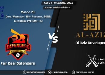 CBFS T-10 League, 2022, Match 19 FDD vs AAD, Playing 11 & Today's Match Predictions