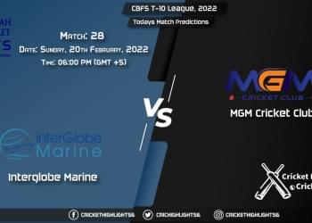 CBFS T-10 League, 2022, Match 28 IGM vs MGM, Playing 11 & Today's Match Predictions