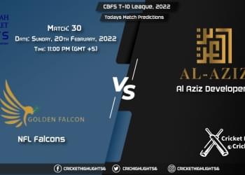CBFS T-10 League, 2022, Match 30 FAL vs AAD, Playing 11 & Today's Match Predictions