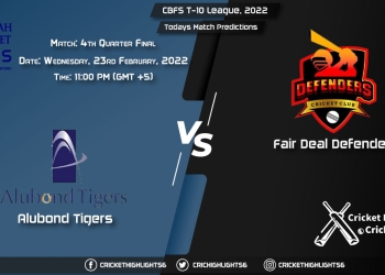 CBFS T-10 League, 2022, Match 4th Quarter Final ALT vs FDD, Playing 11 & Today's Match Predictions
