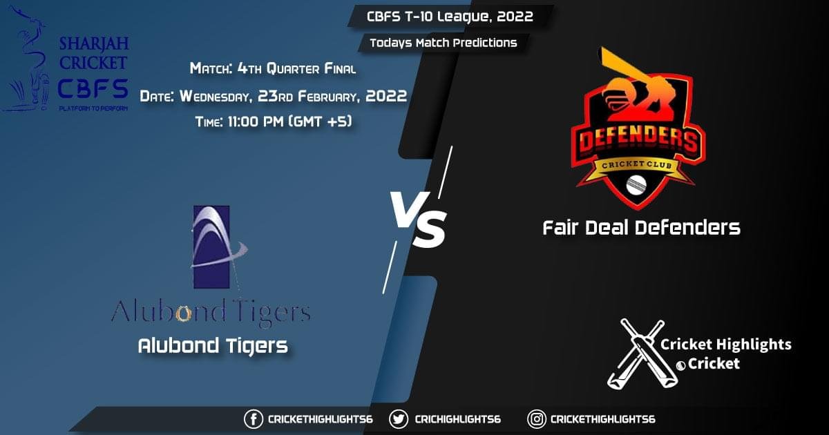 CBFS T-10 League, 2022, Match 4th Quarter Final ALT vs FDD, Playing 11 & Today's Match Predictions