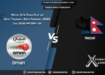 ICC Men's T20 World Cup Qualifier A, 2022, Match 34 Place Play off OMN vs NEP, Playing 11 & Today's Match Predictions