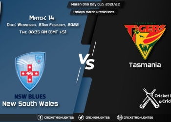 Marsh One Day Cup, 202122, Match 14 NSW vs TAS, Playing 11 & Today's Match Predictions