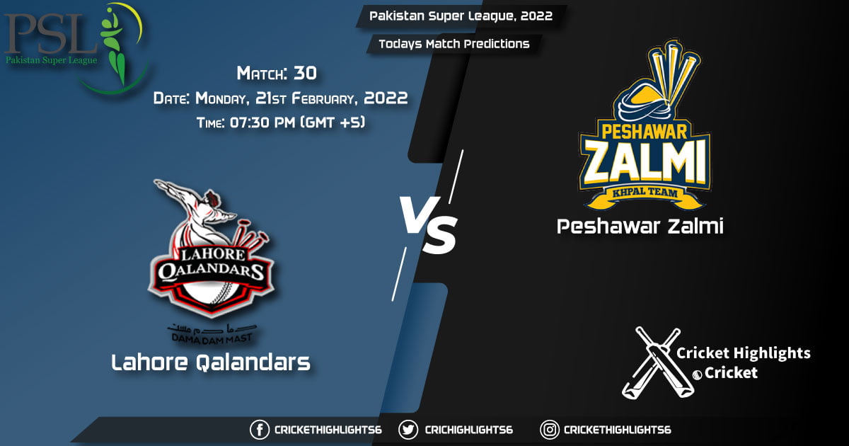 Pakistan Super League, 2022, Match 30 LAH vs PES, Playing 11 & Today's Match Predictions