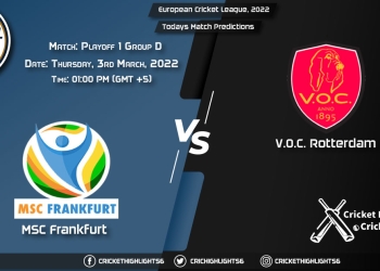 European Cricket League, 2022, Match Playoff 1 Group D MSF VS VOC, Playing 11 & Today's Match Predictions