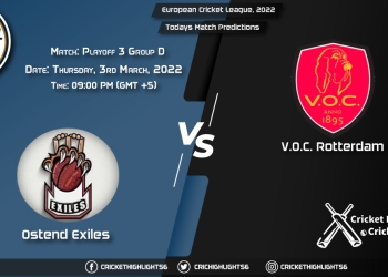 European Cricket League, 2022, Match Playoff 3 Group D OEX vs VOC, Playing 11 & Today's Match Predictions