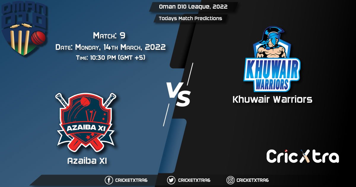 Oman D10 League, 2022, Match 9 AZA vs KHW, Playing 11 & Today's Match Predictions