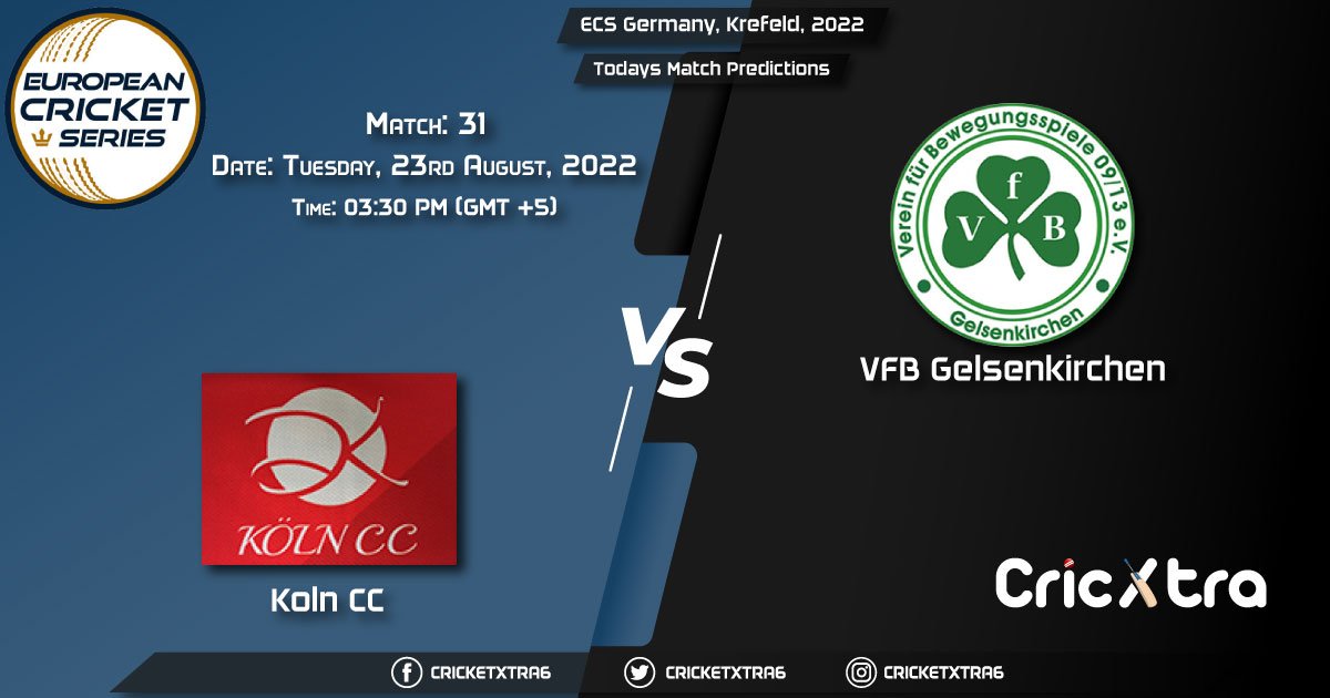 ECS Germany, Krefeld, 2022, KCC vs VG 31st Match Prediction, Fantasy Cricket Tips, Pitch Report and Injury Update