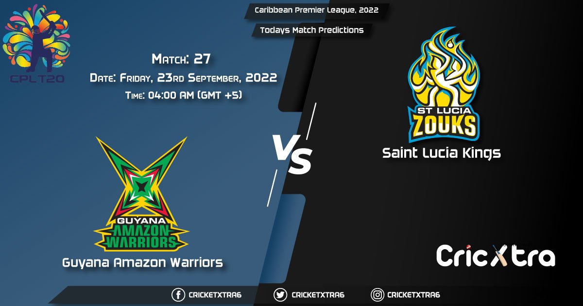 Caribbean Premier League, 2022, GUY vs SLK 27th Match Prediction, Fantasy Cricket Tips, Pitch Report and Injury Update
