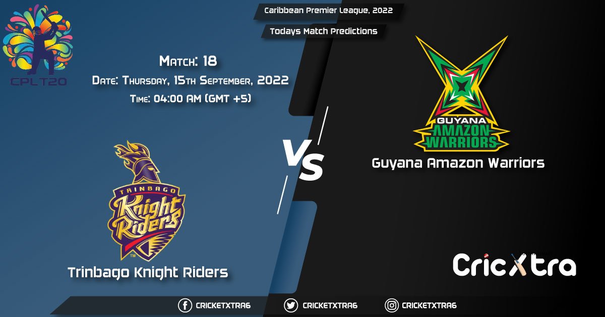 Caribbean Premier League, 2022, TKR vs GUY 18th Match Prediction, Fantasy Cricket Tips, Pitch Report and Injury Update