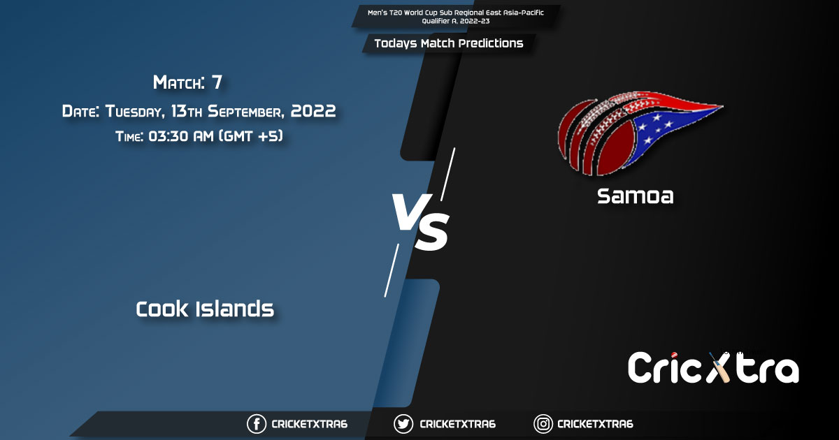Men's T20 World Cup Sub Regional East Asia-Pacific Qualifier A, 2022-23, CK vs SMO 7th Match Prediction, Fantasy Cricket Tips, Pitch Report and Injury Update