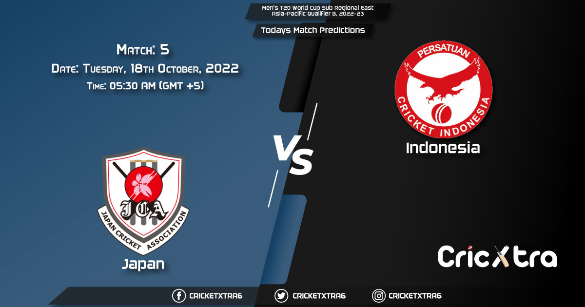 Men's T20 World Cup Sub Regional East Asia-Pacific Qualifier B, 2022-23, INA vs JPN 5th Match Prediction, Fantasy Cricket Tips, Pitch Report and Injury Update