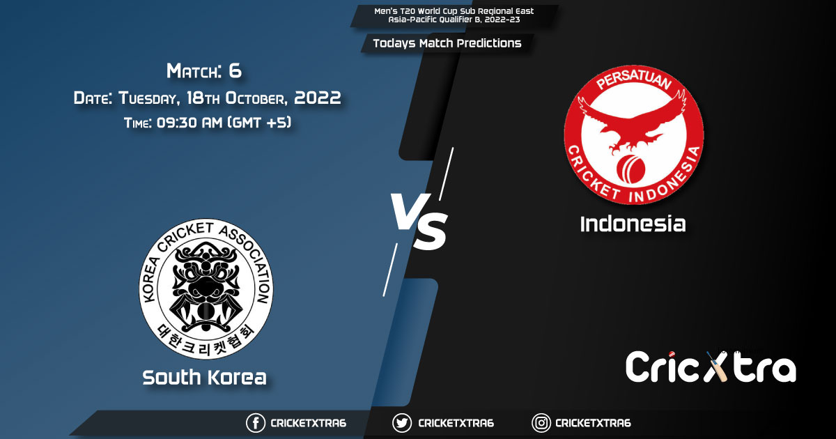 Men's T20 World Cup Sub Regional East Asia-Pacific Qualifier B, 2022-23, KOR vs INA 6th Match Prediction, Fantasy Cricket Tips, Pitch Report and Injury Update