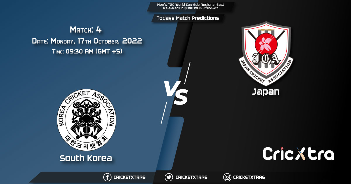 Men's T20 World Cup Sub Regional East Asia-Pacific Qualifier B, 2022-23, KOR vs JPN 4th Match Prediction, Fantasy Cricket Tips, Pitch Report and Injury Update