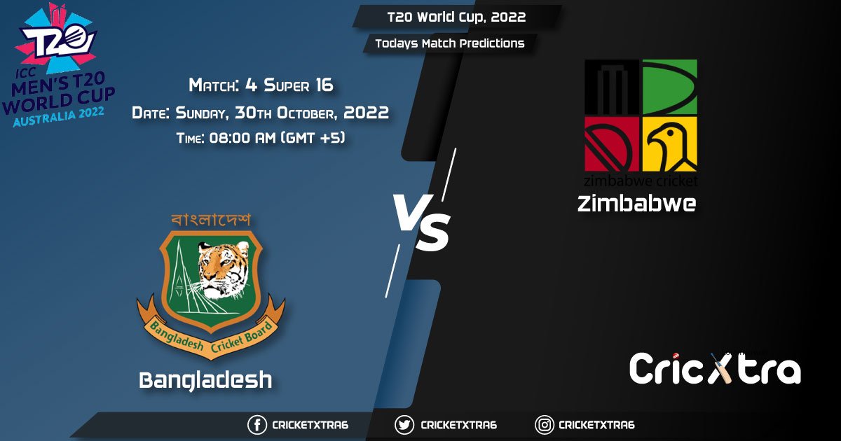 T20 World Cup, 2022, BAN vs ZIM Super 12 - Match 16 Prediction, Fantasy Cricket Tips, Pitch Report and Injury Update