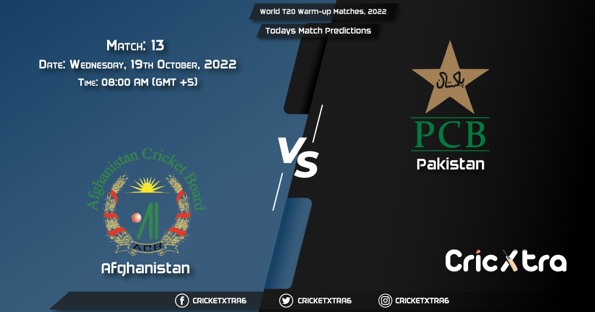 World T20 Warm-up Matches, 2022, AFG vs PAK 13th Match Prediction, Fantasy Cricket Tips, Pitch Report and Injury Update