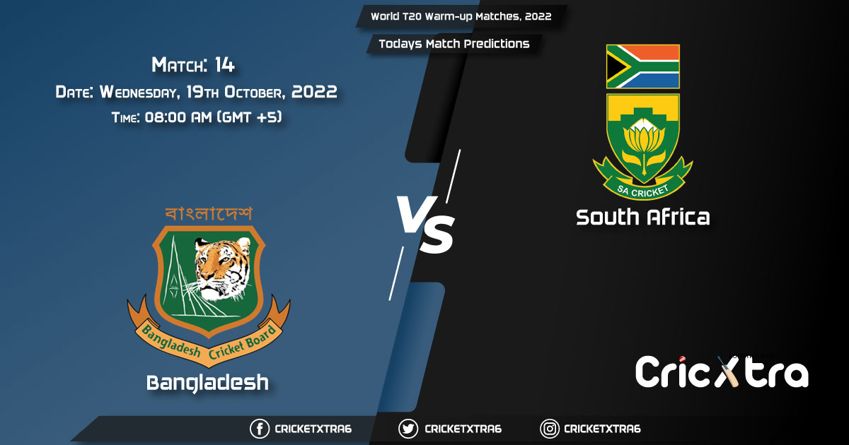 World T20 Warm-up Matches, 2022, BAN vs SA 14th Match Prediction, Fantasy Cricket Tips, Pitch Report and Injury Update