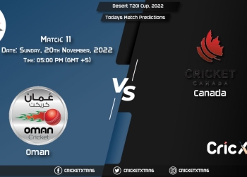 Desert T20I Cup, 2022, OMA vs CAN 11th Match Prediction, Fantasy Cricket Tips, Pitch Report and Injury Update