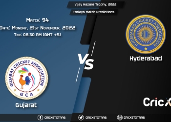 Vijay Hazare Trophy, 2022, GUJ vs HYD 94th Match Prediction, Fantasy Cricket Tips, Pitch Report and Injury Update