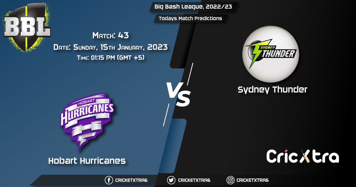 Big Bash League, 202223, HUR vs THU 43rd Match Prediction, Fantasy Cricket Tips, Pitch Report and Injury Update