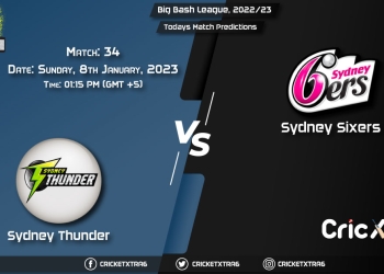 Big Bash League, 202223, THU vs SIX 34th Match Prediction, Fantasy Cricket Tips, Pitch Report and Injury Update