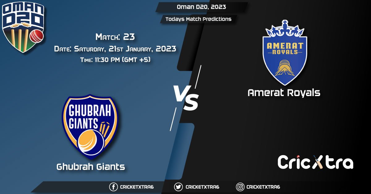 Oman D20 League, 2023, GGI vs AMR 23rd Match Prediction, Fantasy Cricket Tips, Pitch Report and Injury Update