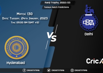 Ranji Trophy, 202223, HYD vs DEL 130th Match Prediction, Fantasy Cricket Tips, Pitch Report and Injury Update