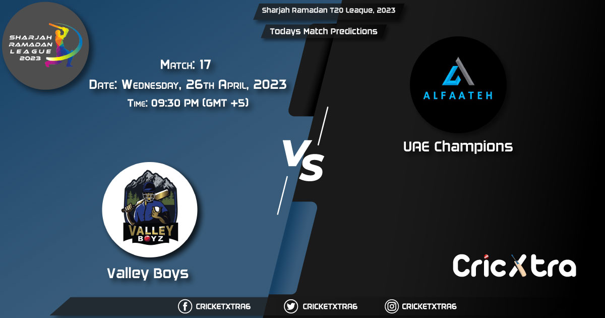 Sharjah Ramadan T20 League, 2023, VB vs UC 17th Match Prediction, Fantasy Cricket Tips, Pitch Report and Injury Update
