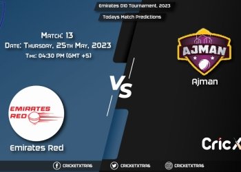 Emirates D10 Tournament, 2023, EMR vs AJM 13th Match Prediction, Fantasy Cricket Tips