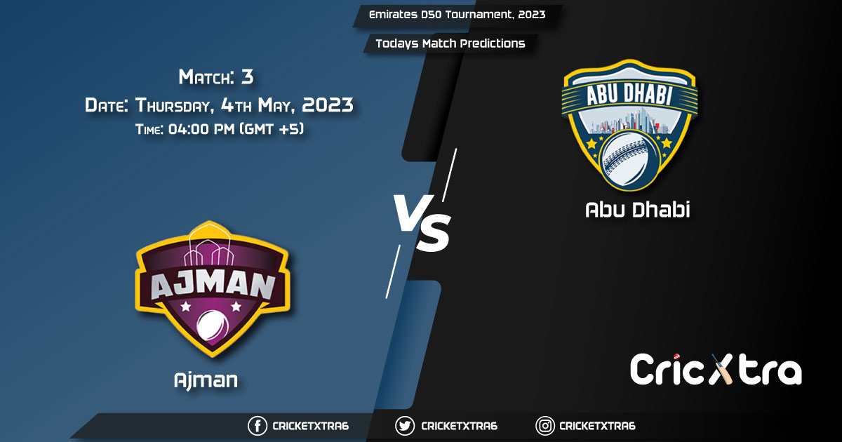 Emirates D50 Tournament, 2023, AJM vs ABD 3rd Match Prediction, Fantasy Cricket Tips, Pitch Report and Injury Update