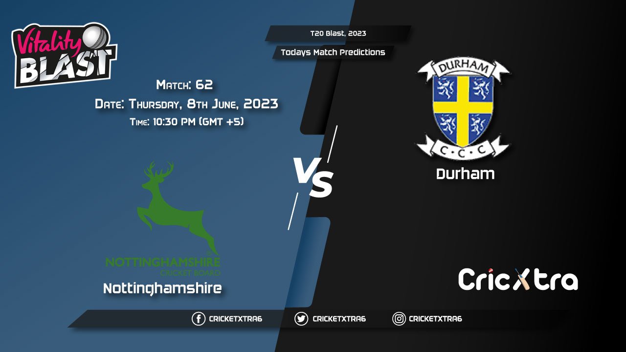 T20 Blast, 2023, NOT vs DUR 62nd Match Prediction, Fantasy Cricket Tips