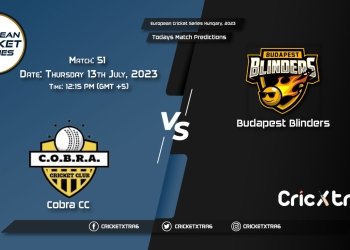 European Cricket Series Hungary, 2023, COB vs BUB 51st Match Prediction, Fantasy Cricket Tips