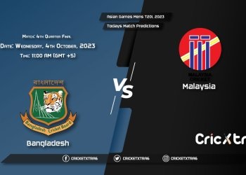 Asian Games Mens T20I, 2023, BAN vs MAS 4th Quarter Final Match Prediction, Fantasy Cricket Tips, Pitch Report and Injury Update