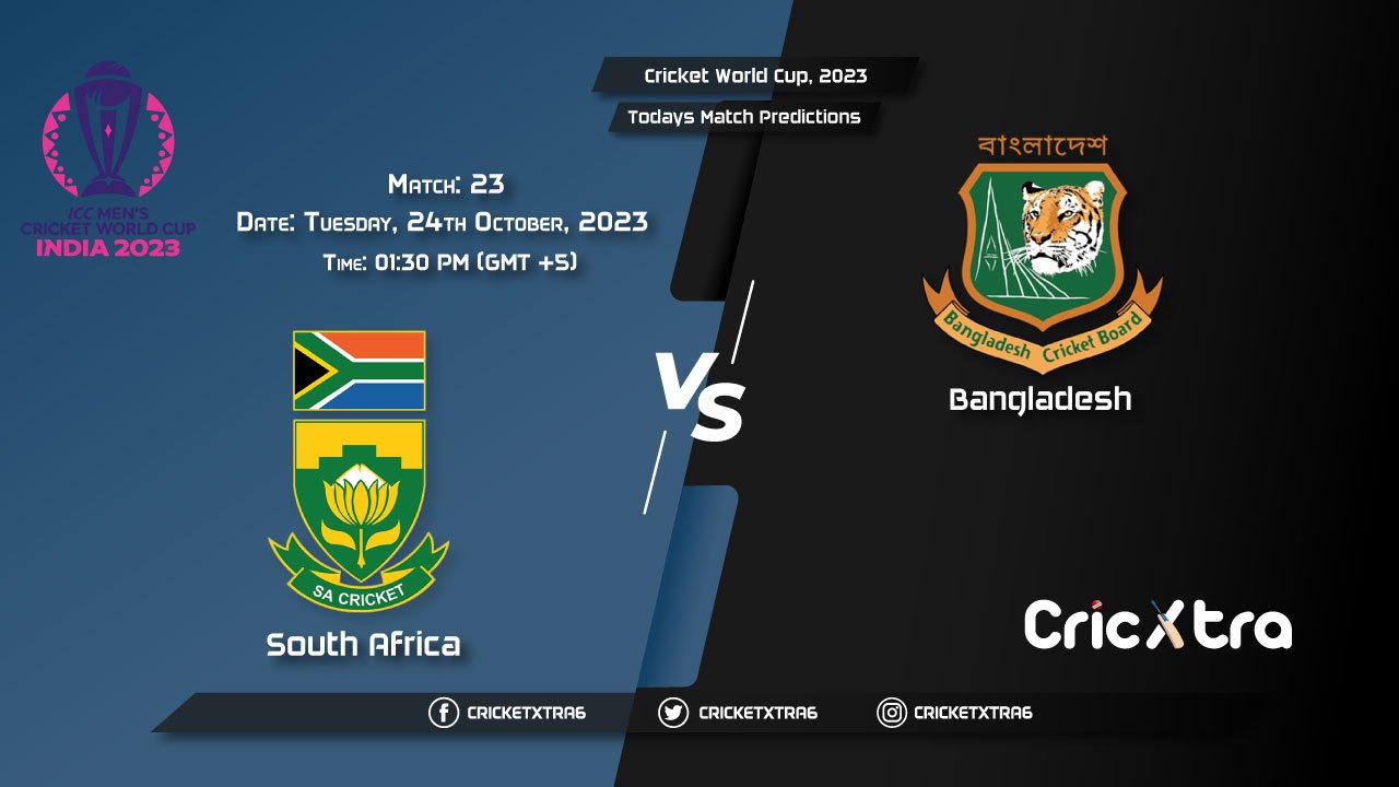 Cricket World Cup, 2023, SA vs BAN 23rd Match Prediction, Fantasy Cricket Tips, Pitch Report and Injury Update