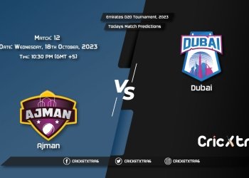 Emirates D20 Tournament, 2023, AJM vs DUB 12th Match Prediction, Fantasy Cricket Tips, Pitch Report and Injury Update