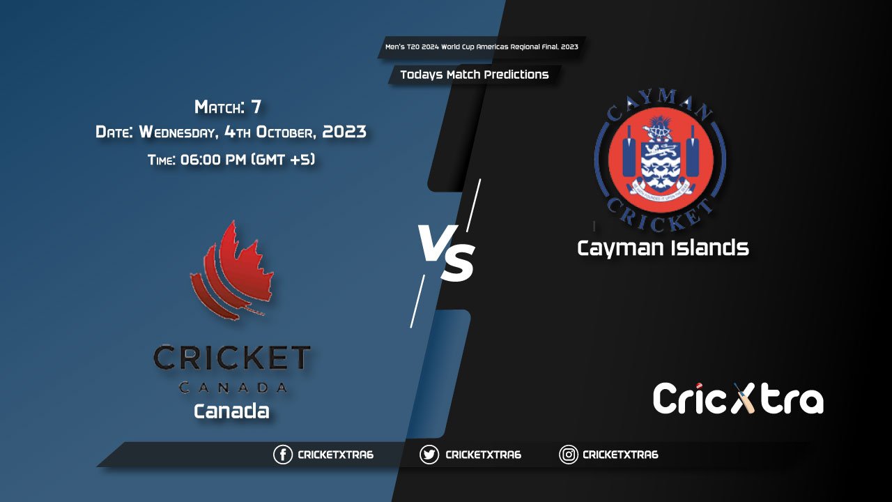 Men's T20 2024 World Cup Americas Regional Final, 2023, CAN vs CAY 7th Match Prediction, Fantasy Cricket Tips, Pitch Report and Injury Update